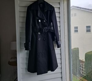 XOXO Double-Breasted Black Trench Coat